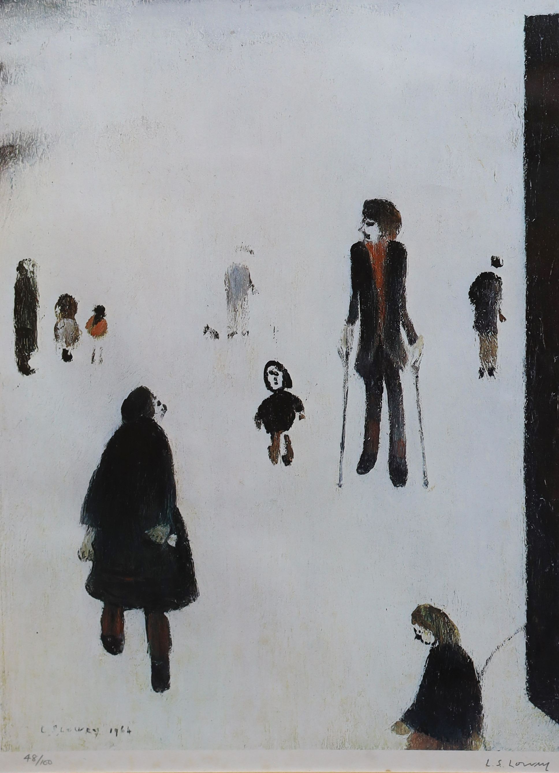 Lawrence Stephen Lowry (1887-1976), 'Figures in the Park', offset lithograph, 42 x 32cm